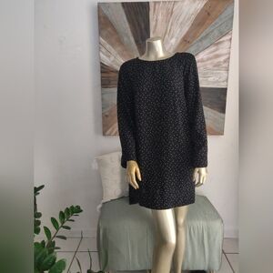 H&M WOMEN'S BLACK & WHITE POLKA DOTS ROUND NECK MINI STRAIGHT DRESS SIZE MEDIUM